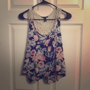 Black,pink, and blue floral tank top.